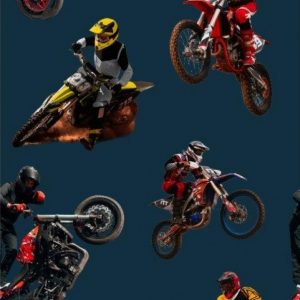Motocikli uz tumši zila fona